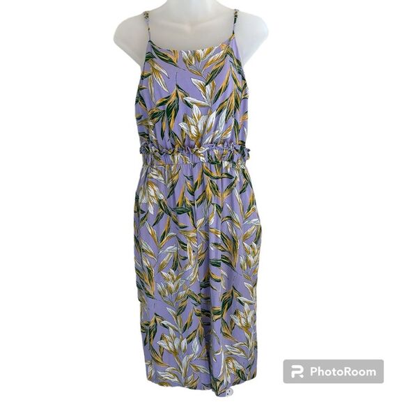J.O.A. Raya Lavender Floral Print Midi Dress Size Medium - Picture 2 of 10